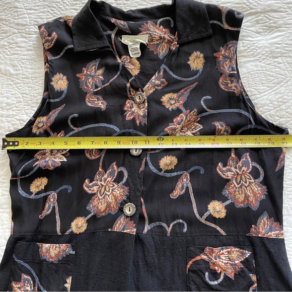 Vintage Kendall Creek Connections Black Floral Sleeveless Collared Blouse XL - Picture 3 of 10